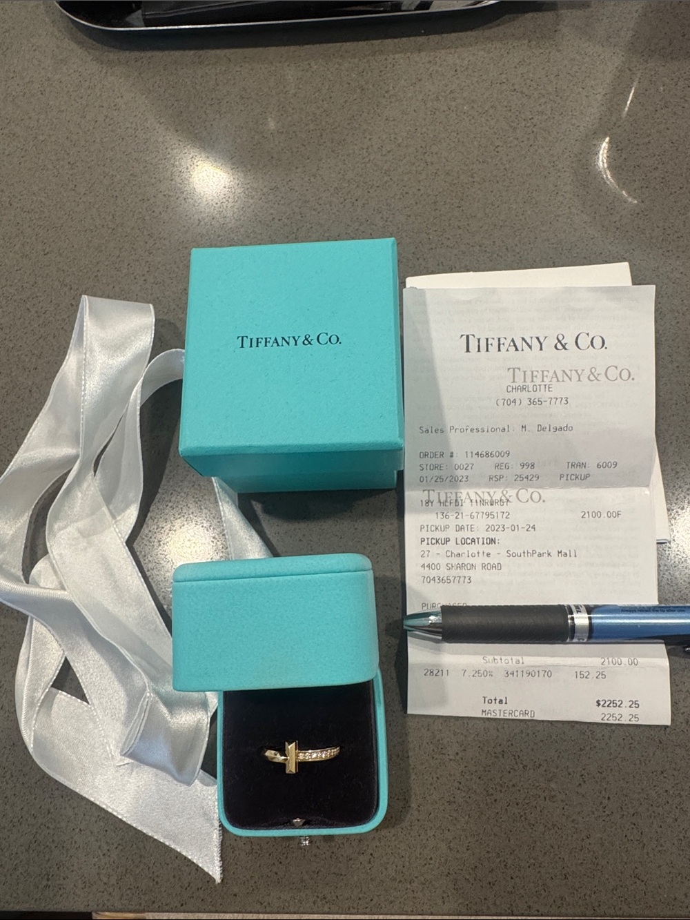 Tiffany & Co. Yellow Gold Cross Ring with Diamond Accents
